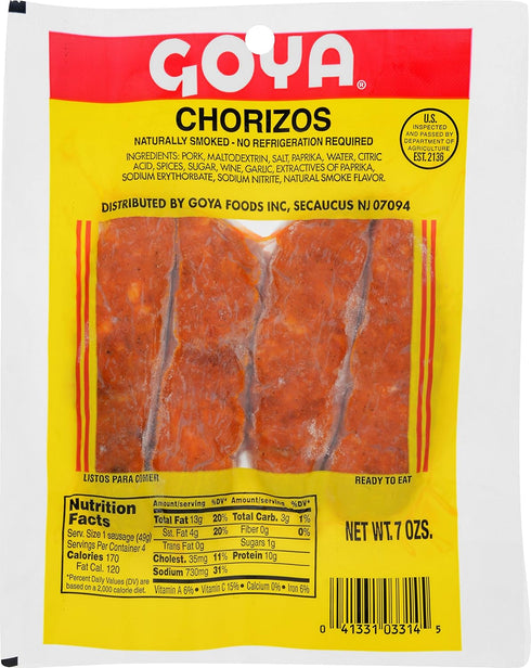 Goya Naturally Smoked Chorizos, 7 Ounce