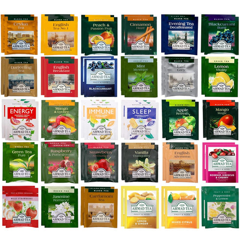 Enjoy Better Coffee Ahmad Tea Bags Sampler Assortment Variety Pack in Bamboo Organizer (60 Count)