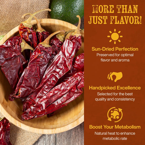 El Venado Guajillo Chile Pods 3oz (Dried) - Natural Mild to Medium Heat Chili for Mexican Recipes