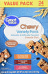 Getgal Great Value Chewy Variety Pack Granola Bars Value Pack, 0.84 oz, 24