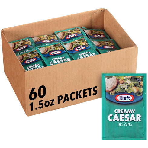 Kraft Signature Creamy Caesar Salad Dressing Single Serve Packet (1.5 oz Packets, Pack