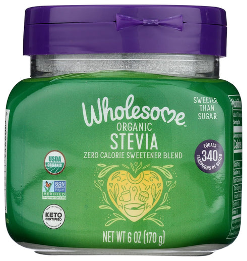 Organic Stevia, 6oz Jar, Zero Calorie Sweetener Blend, Keto Friendly, Non GMO, Gluten Free & Vegan, 1 Pack by Wholesome