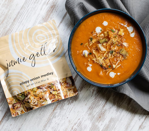 2 Pack, 3.3 oz (93g) Jamie Geller Crispy Onion Medley | bag | OU KOSHER PAREVE | Ready to use topper on soups, stews