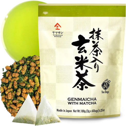 chaganju Genmaicha Green Tea with Matcha, roasted brown rice tea, Low caffeine,
