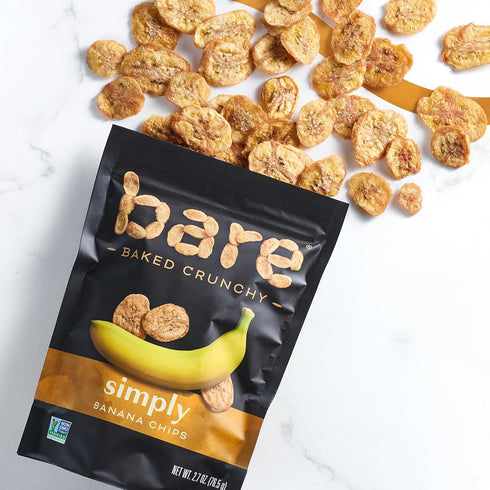 2.7 oz Bare Baked Crunchy Banana Chips, Simply Banana, Gluten Free, Bag