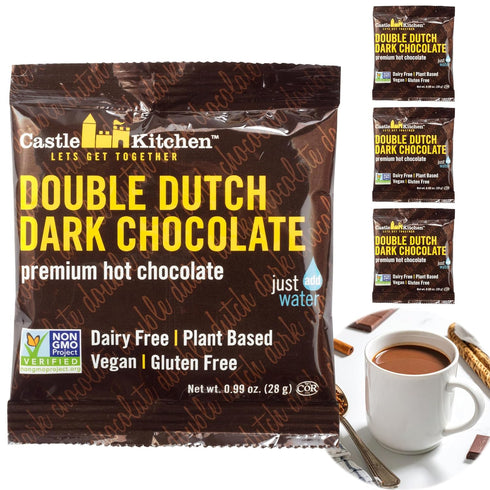 Castle Kitchen Dark Hot Chocolate Mix Single-Serve Packets Dairy-Free, Vegan, Gluten-Free, Non-GMO,