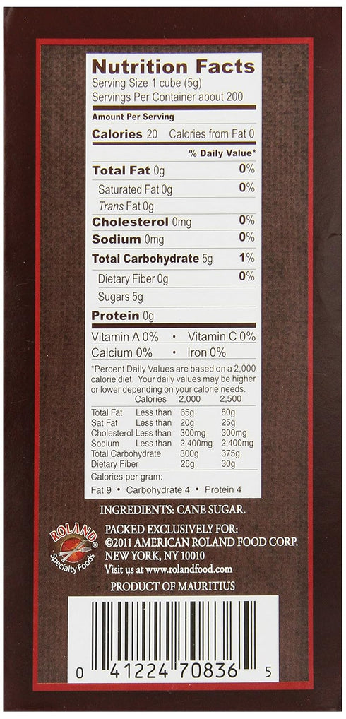 35-Ounce Roland Foods Rough Cut White Sugar Cubes, Specialty Imported Food, Box