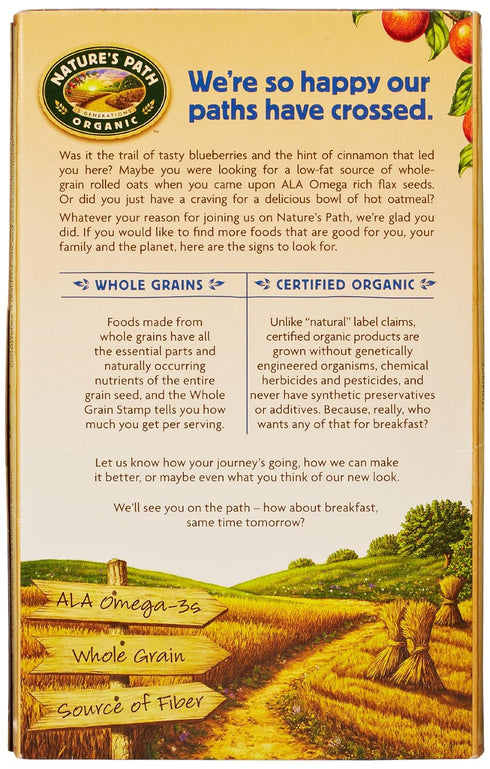 8 Count Nature's Path Organic Instant Hot Oatmeal, Optimum Power, Blueberry Cinnamon Flax