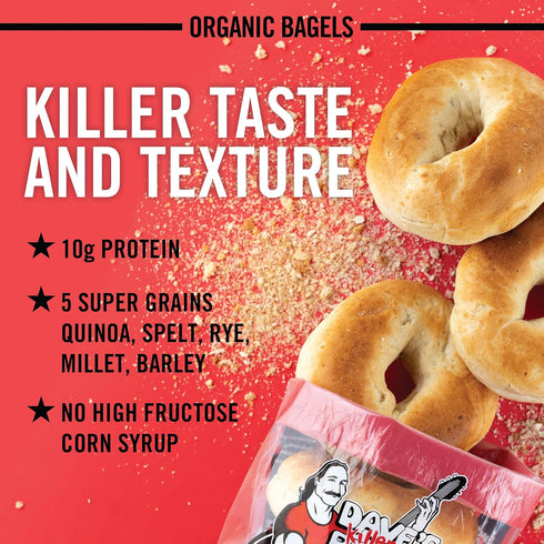 15g 5 Count Dave's Killer Bread Plain Awesome Bagels, Organic Bagels, Whole Grains per Bagel