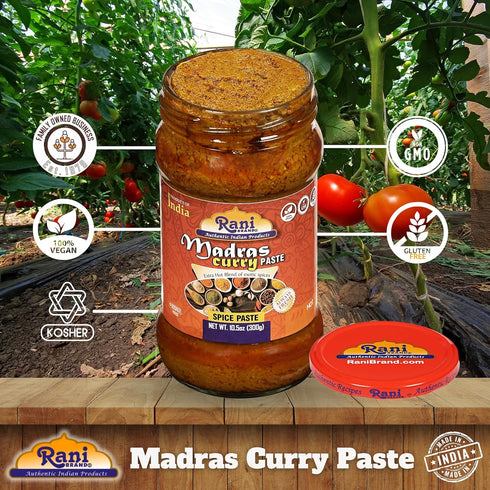 10.5oz (300g) Pack 5+1 Rani Madras Curry Cooking Spice Paste Glass Jar, of FREE ~ No Colors | All Natural | NON-GMO |