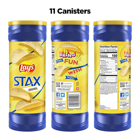 5.75 (Pack 11) Lay's Stax Potato Crisps, Original, Ounce