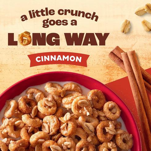 24 oz Cheerios Oat Crunch Cinnamon Breakfast Cereal, Made with Whole Grain, Family Size
