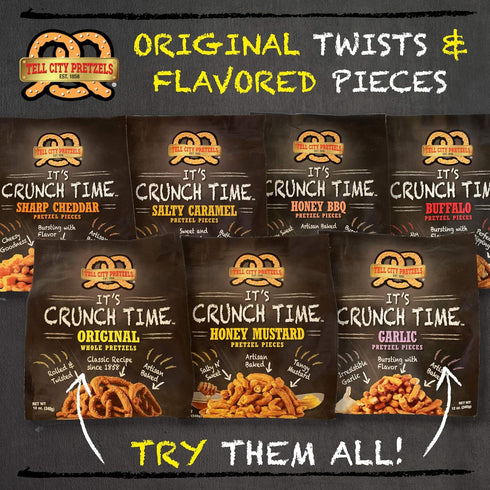 12 oz Tell City Cheddar Cheese Flavored Pretzel Pieces - Homestyle Crunchy Hard Pretzels - Cheddar