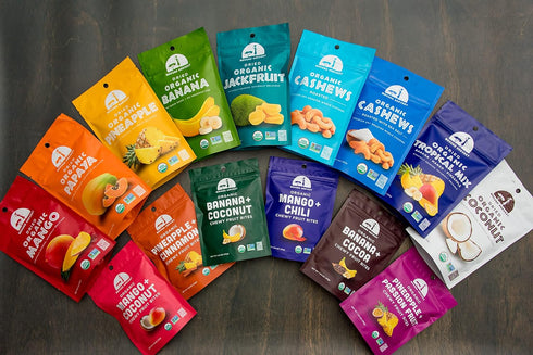 Pack 2 6 Pack Mavuno Harvest Organic Dried Fruit Variety | Dried Mango, Papaya, Pineapple, Banana, Jackfruit
