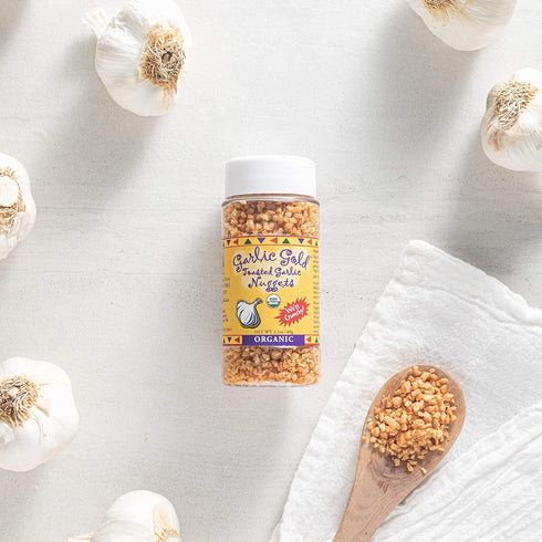 Garlic Gold Toasted Garlic Nuggets, Crunchy Roasted Garlic Seasoning, USDA Organic Salad Topper, 2.1 Ounces, 2 Pack