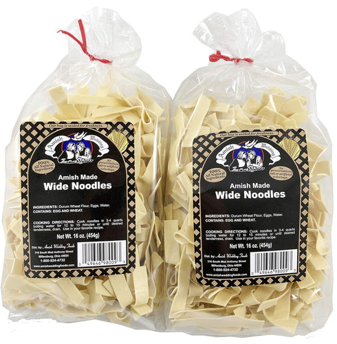Amish Wedding Foods Wide Noodles 16 Ounce Bags No Preservatives (Pack of