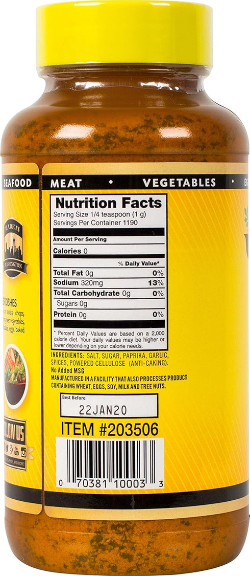 Johnny's Seasoning Salt, No MSG, 42 Oz