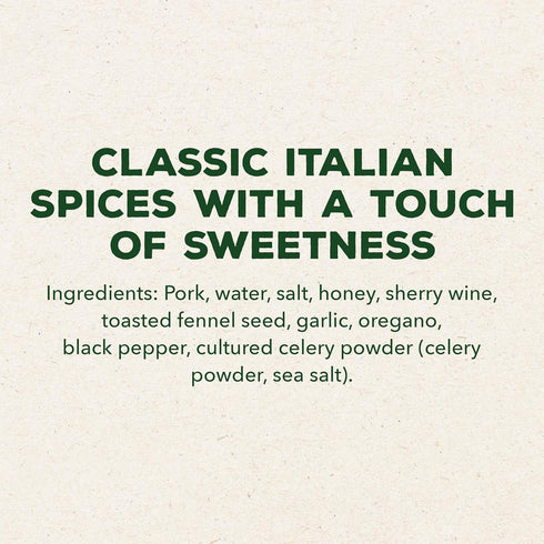 12 oz Niman Ranch, Uncured Sausage Sweet Italian