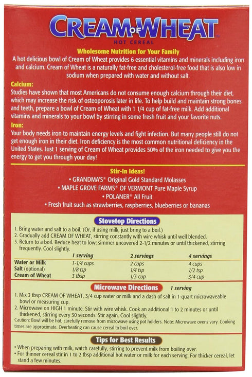 Cream of Wheat 2 1/2 28 (Pack 4) Stove Top Hot Cereal, Original, Minute Cook Time, Ounce