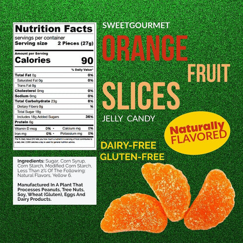 4-Pound SweetGourmet Orange Fruit Slices, Sugar Coated Jelly Candy, Bulk Bag, Naturally Flavored, Gluten-Free