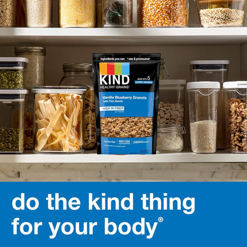 6g 11oz, 6 Count Kind Healthy Grains Granola, Vanilla Blueberry Clusters with Flax Seeds, Gluten Free, Healthy Snack