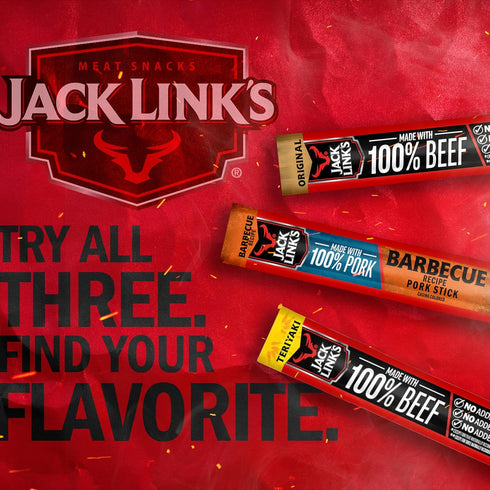 5g 100% 0.92 Oz. (1 Count) Jack Link's Meat Sticks, Barbecue Recipe Pork - Protein Snack Stick with of Protein, Meat