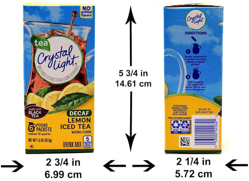 12-Quart (Pack 5) Crystal Light Decaf Lemon Iced Tea Natural Flavor Drink Mix, Canister