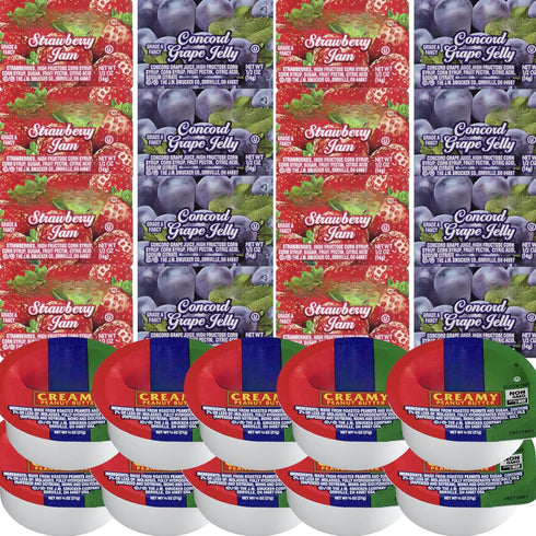 Movelo Pack of 30 Single-Serve PB&J Cups 10 Grape Jelly, 10 Strawberry Jam,