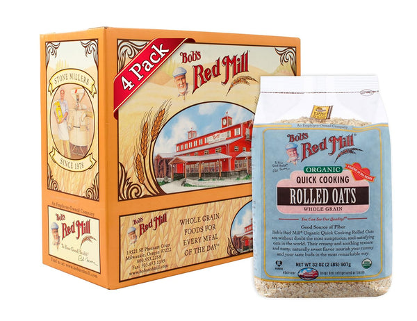 Bob's Red Mill Organic Quick Cooking Rolled Oats Oatmeal, 32-ounce (Pack of
