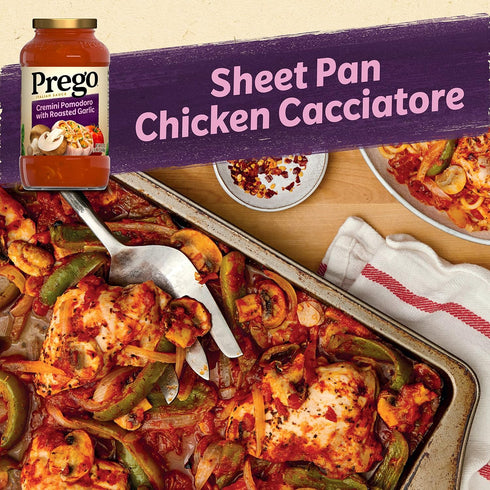 23.5 OZ (Pack 12) Prego Cremini Pomodoro With Roasted Garlic Pasta Sauce, Jar