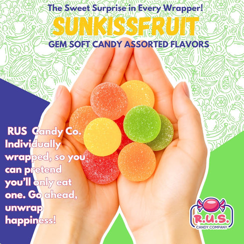 2 (2 SunkissFruit Gems, Pound Bulk Bag, Fruit Gems, Soft Candy Individually Wrapped Pound)