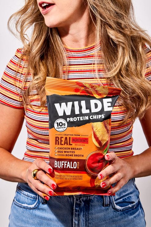 WILDE Buffalo Protein Chips, Thin and Crispy, High Protein, Keto Friendly, 1.34oz Bags (Pack of 8)