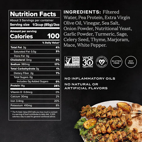 abbot's Plant-Based Chopped Chick'n, Vegan, Gluten-Free, High-Protein