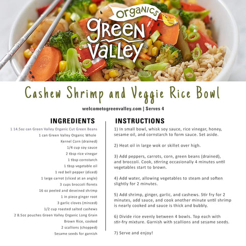 14.5 oz (Pack 4) Green Valley Organics Cut Green Beans | Certified Organic | Deliciously Mild Subtly Sweet Flavor