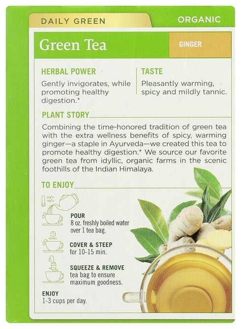(Pack 1) 16 Traditional Medicinals Organic Green Tea Ginger Herbal Tea, Promotes Healthy Digestion, of - Tea Bags