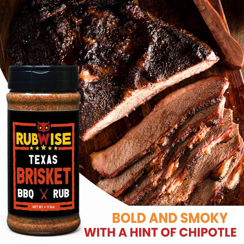 RubWise Texas Style BBQ Brisket Rub (1lb) | BBQ Rub & Spices for Smoking and Grilling | Beef Seasoning Dry Rub | Smokey & Savory Barbecue and Grill Blend | Great on Brisket, Steaks, Ribs & Burgers