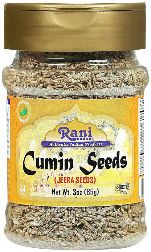 Rani Cumin Seeds Whole (Jeera) Spice, 3oz (85g) PET Jar, All Natural, Gluten Friendly, NON-GMO