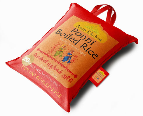 20-Pound 20lbs (9.08kg) Asian Kitchen Ponni Boiled Rice Bag, Short Grain Par Boiled Rice ~ All Natural | Gluten Free |