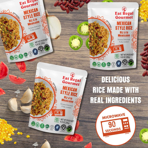 Pack 8.8 oz 8 6 (2x), (2x), (1x), (1x), Jasmine(1x), (1x) 1.5 Eat Regal Heat & Eat Rice Variety x Pouches Flavors: