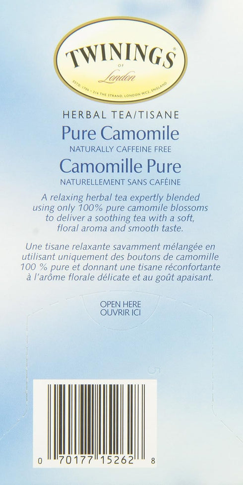 20 pack Pack 6 Twinings Organic Camomile Tea Bags per
