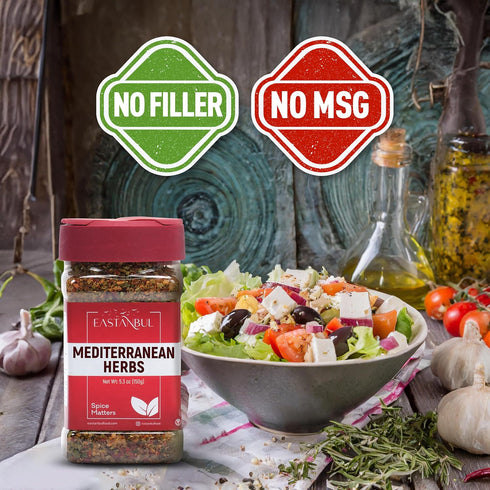Eastanbul Mediterranean Spice Blend, 5.29oz Mediterranean Seasoning, Mediterranean Herb & Salt Blend, Mediterranean Spiced Sea Salt, Mediterranean Spices and Herb Seasoning For Mediterranean Food