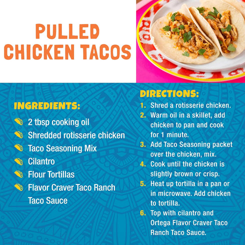 40% 6.5 (Pack 2) Ortega Seasoning Mix, Less Sodium Taco, Ounce