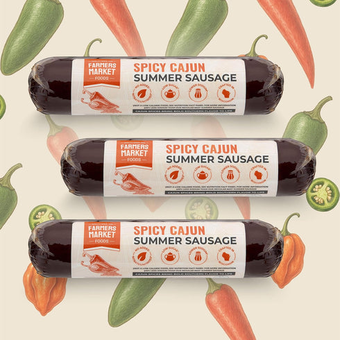Summer Set, 3-Pack, Farmers Market, Gluten Free, Keto, Paleo, Low Sodium, Low Sugar, Sausage Gift Spicy Cajun