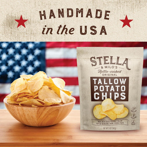 5 oz 2-pack Stella & Milo's Kettle Cooked Beef Tallow Potato Chips, Seed Oil Free Chips Made with Grass Fed Beef