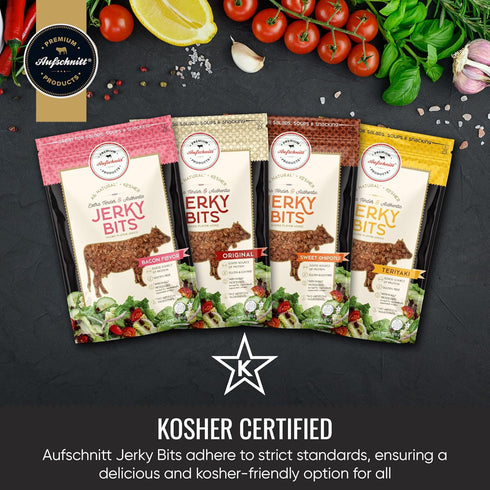 Premium Aufschnitt Products Pack) Aufschnitt Jerky Bits Bites, Healthy Snacks Made of Beef and Chicken, High Protein