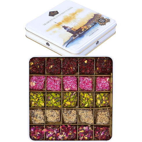 4 25 1.1 lb (500g) Cerez Pazari Turkish Delight In Flavours, With Pistachio, Hazelnut & Walnut, Assorted Gourmet Lokum