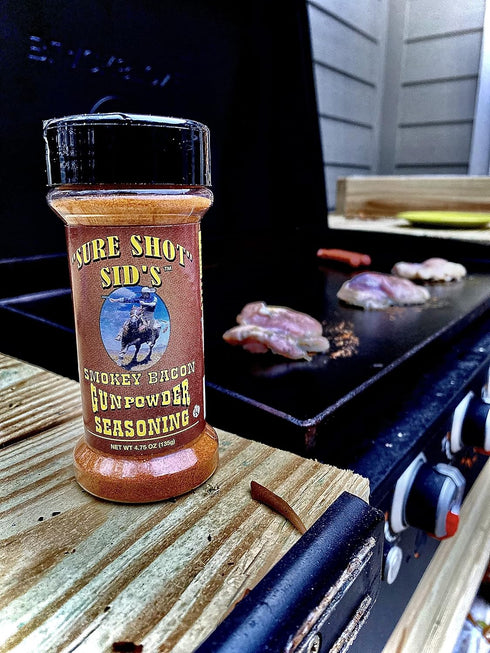 Sure Shot Sid’s Smokey Bacon Gunpowder Seasoning - Famous BBQ Rub for Beef, Steak, and Grilling