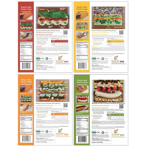 (Four-Pack Tomato, Carrot, Apple & Mango Sandwich Wraps Variety) Vegan, Gluten-Free, Low-Carb, Plant-Based Tortilla
