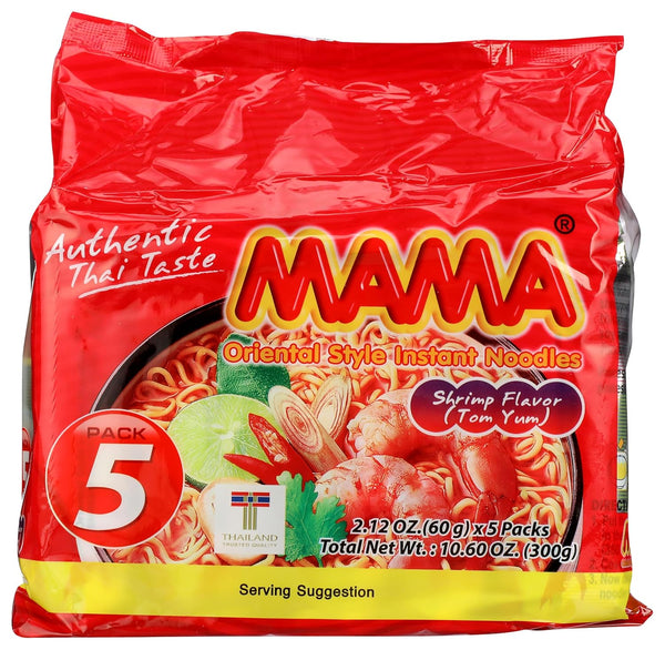 Mama Oriental Style Instant Noodles, Shrimp Flavor, 5 Count, 10.58 Ounce (Pack of