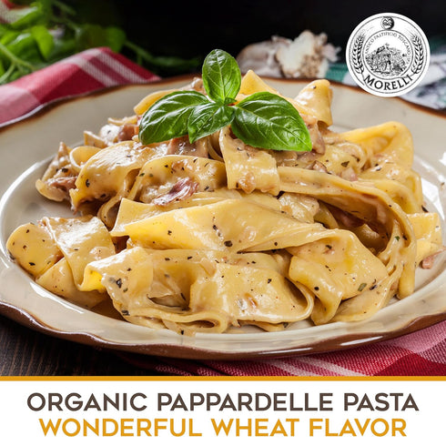 17.6 oz (500 Pack 1 Morelli Organic Pappardelle Pasta Noodles - Imported Pasta from Italy, Wide Pappardelle Noodles